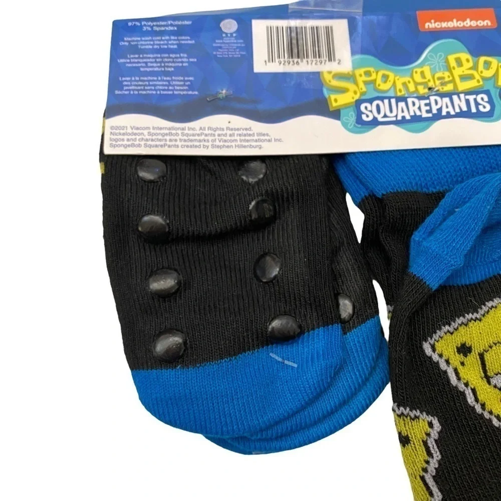 SpongeBob SquarePants Adult Crew Socks & 4 Dog Booties Rubber Grips